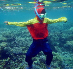 snorkeling in lifeguard anorak